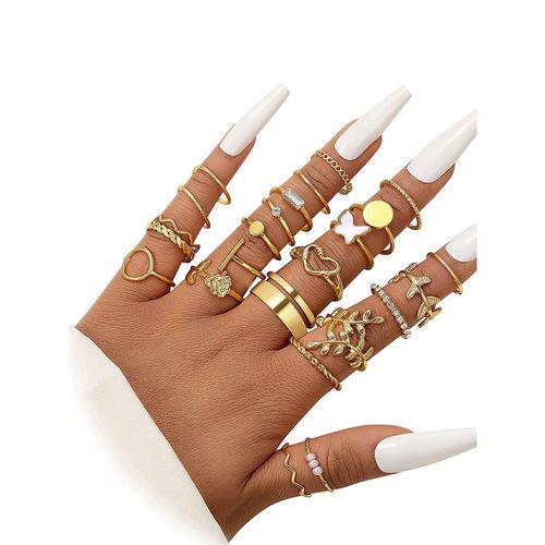 Buy Jewels Galaxy Gold Plated Stone Studded Finger Ring (Set Of 24