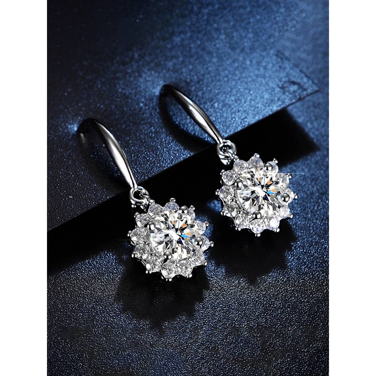 Jewels Galaxy Silver Plated Studded Anti Tarnish Floral Drop Earrings