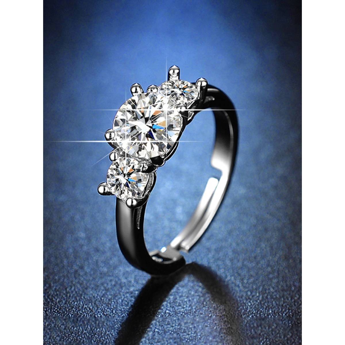 Jewels Galaxy Silver Plated Crystal Studded Anti Tarnish Adjustable Finger Ring
