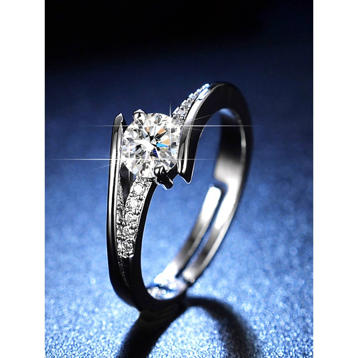 Jewels Galaxy Silver Plated Studded Anti Tarnish Adjustable Finger Ring