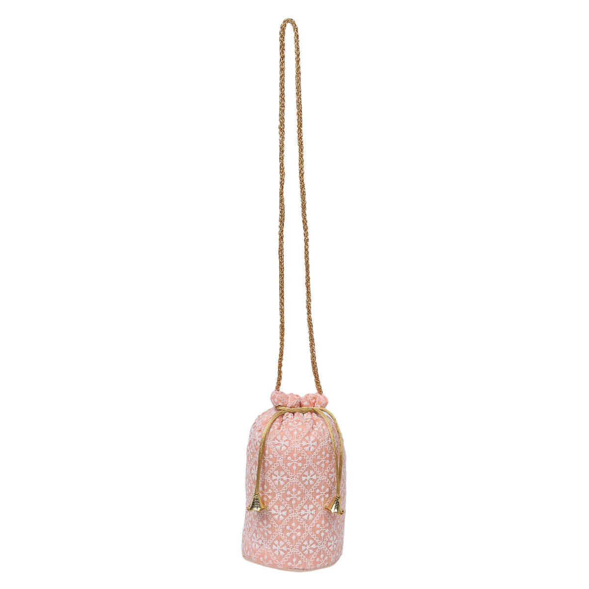 ADITI WASAN Peach Embroidered Potli Bag