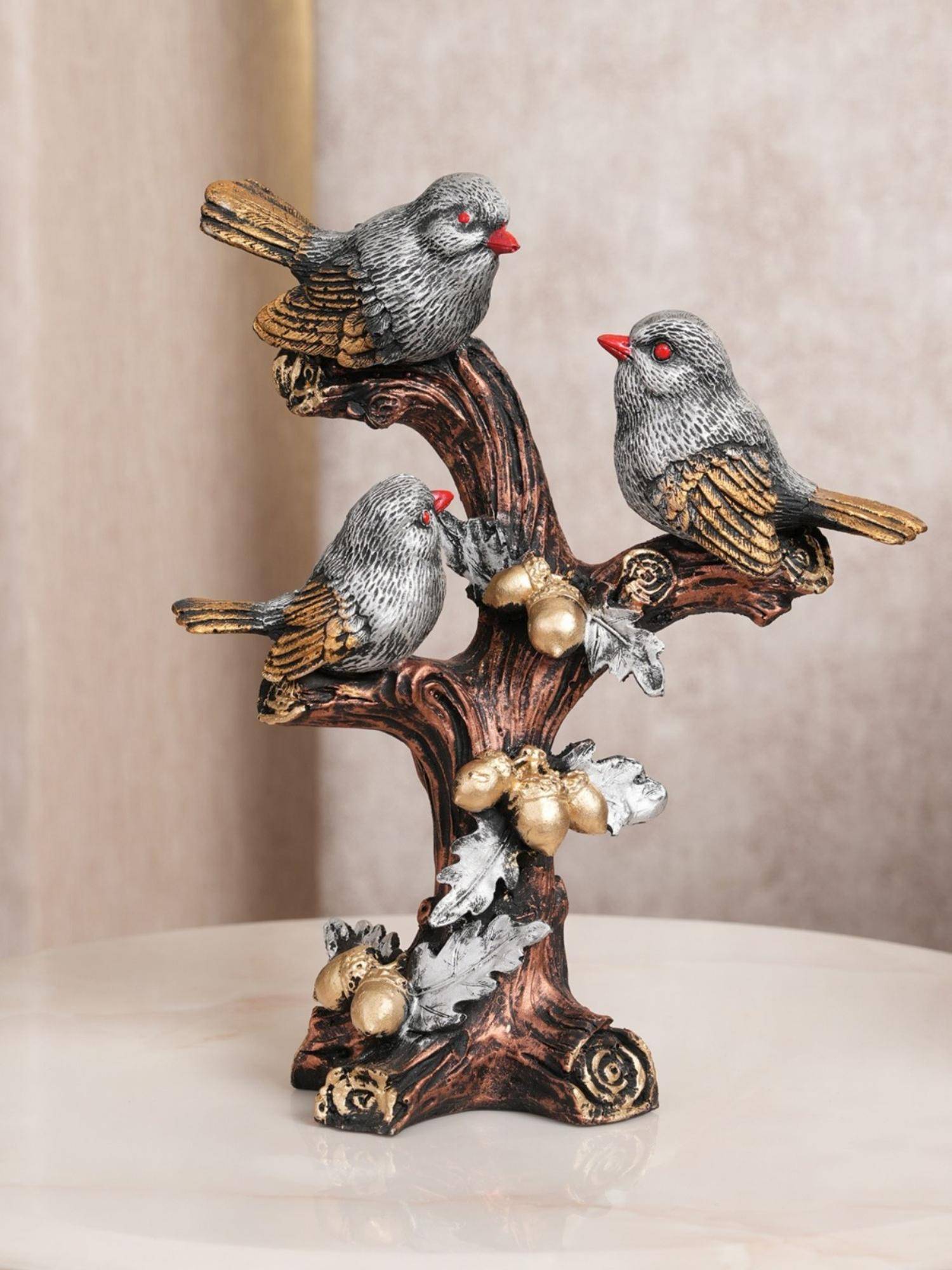 HOME 360 Artisan-Crafted Grey Bird Figurine