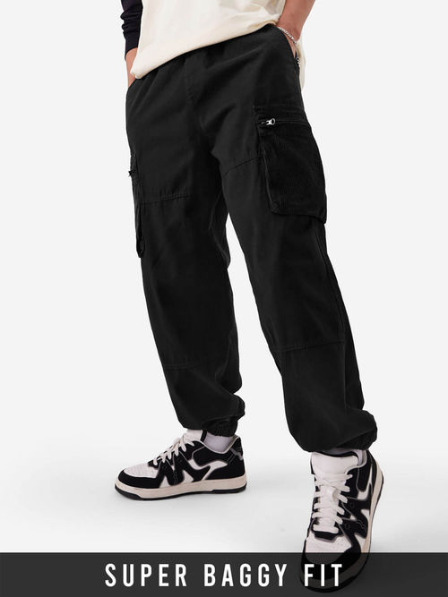 The Souled Store Solids Dark Black Men Joggers