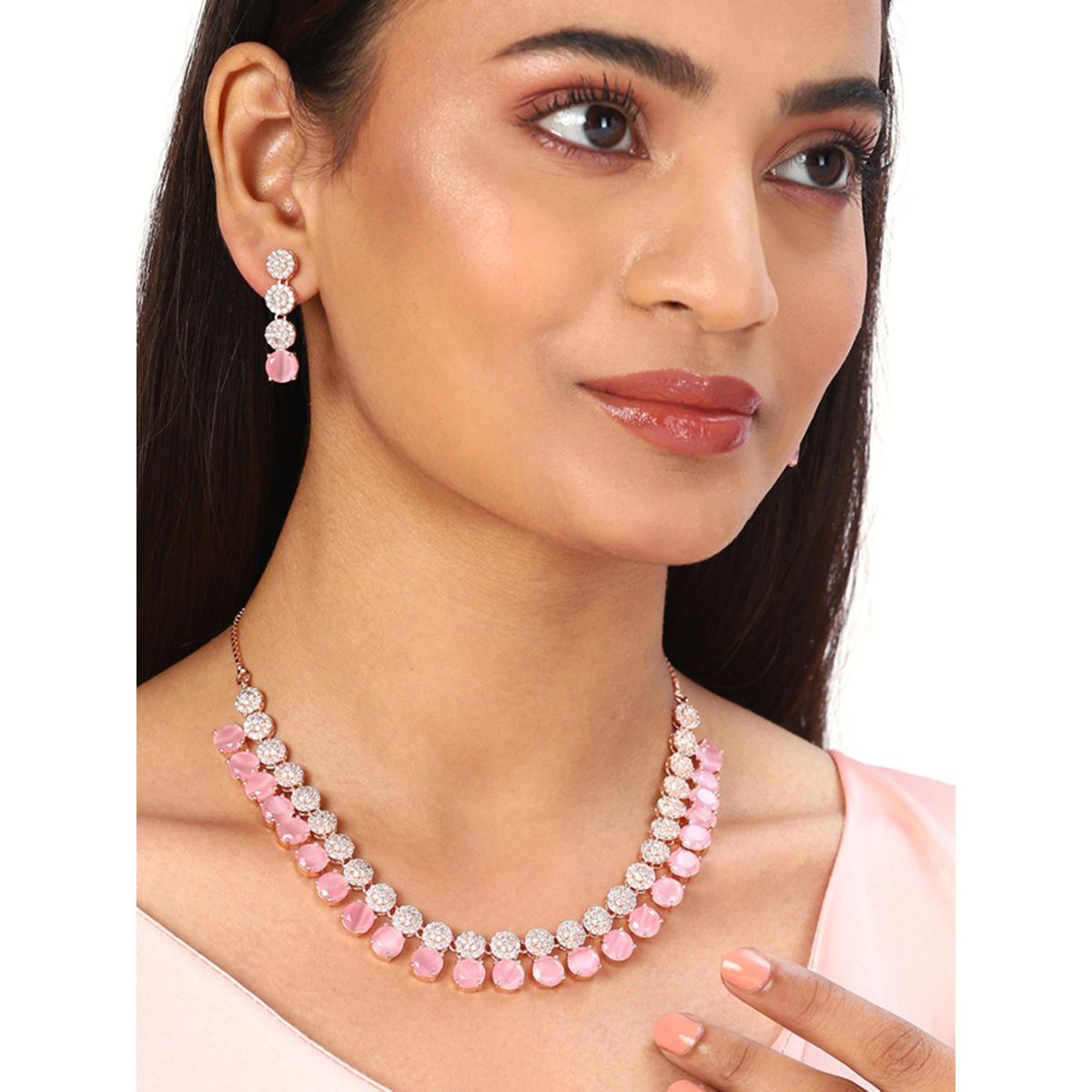 Voylla American Diamond CZ Rose Plated 