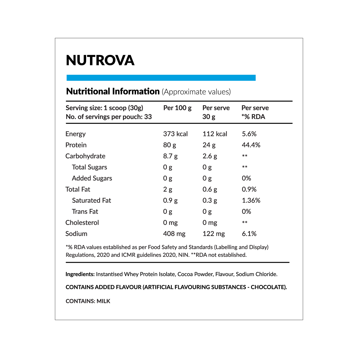 Nutrova Whey Protein Isolate Dark Chocolate Flavour Buy Nutrova Whey