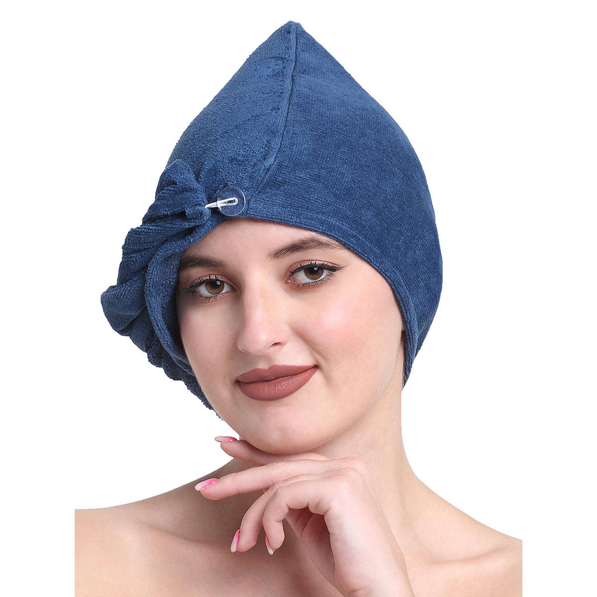 Creeva Navy Blue Luxury Cotton Hair Wrap Towel