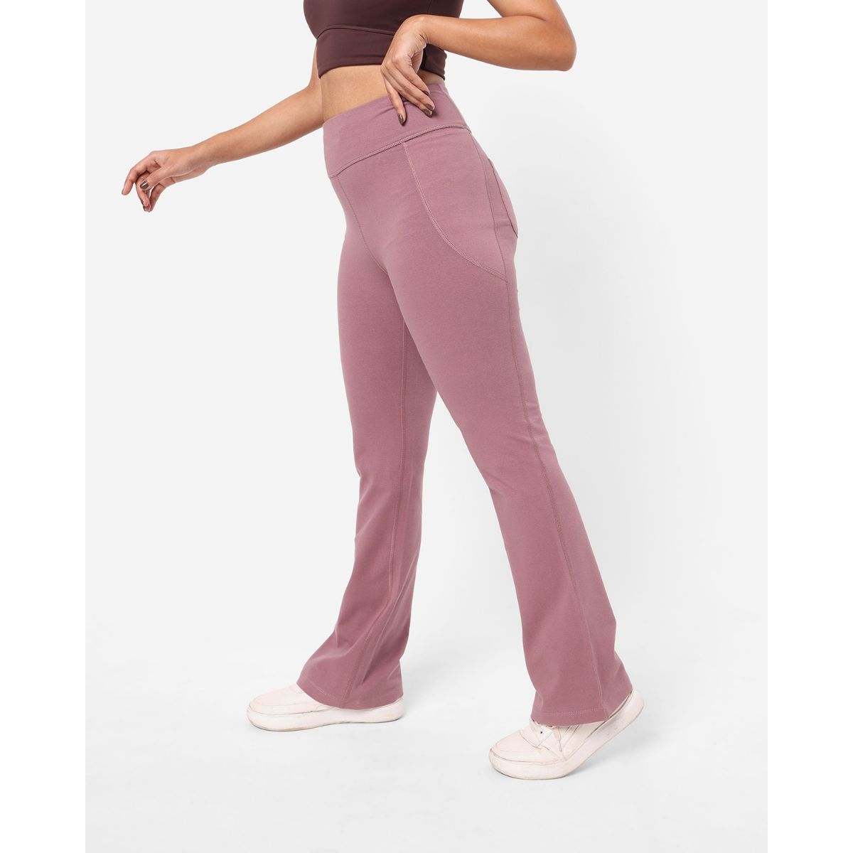 Bliss Club Women Lavender Groove-In Cotton Flare Pants with 4 Pockets ...