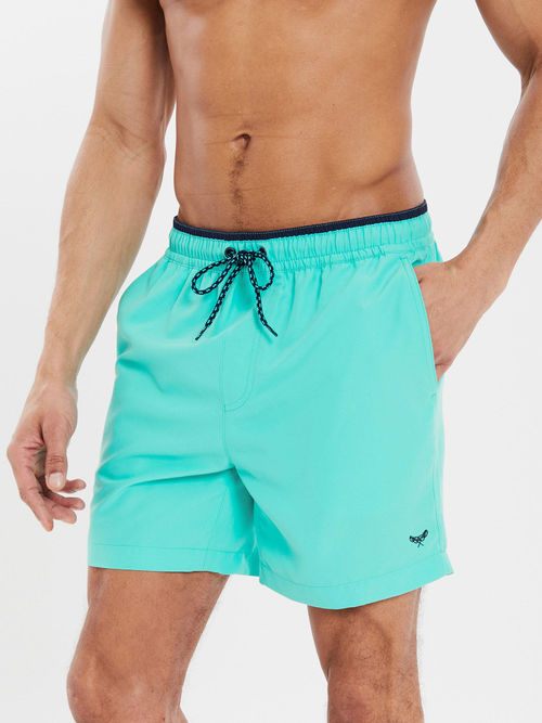 Threadbare Men Atlantis Turquoise Contrast Logo Swim Shorts