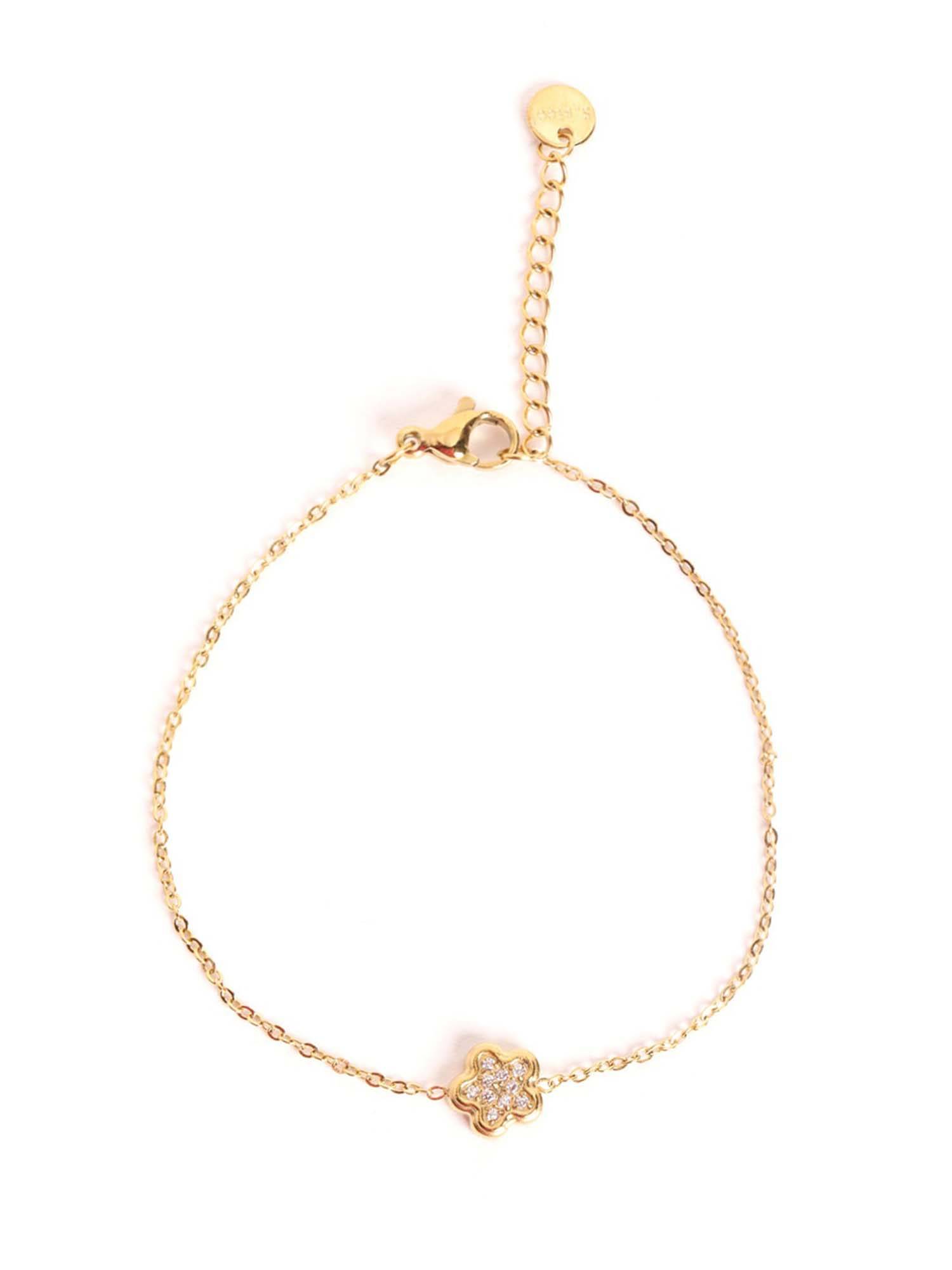 Buy Carlton London Women 18Kt Gold Plated Cz Floral Charm Adjustable ...