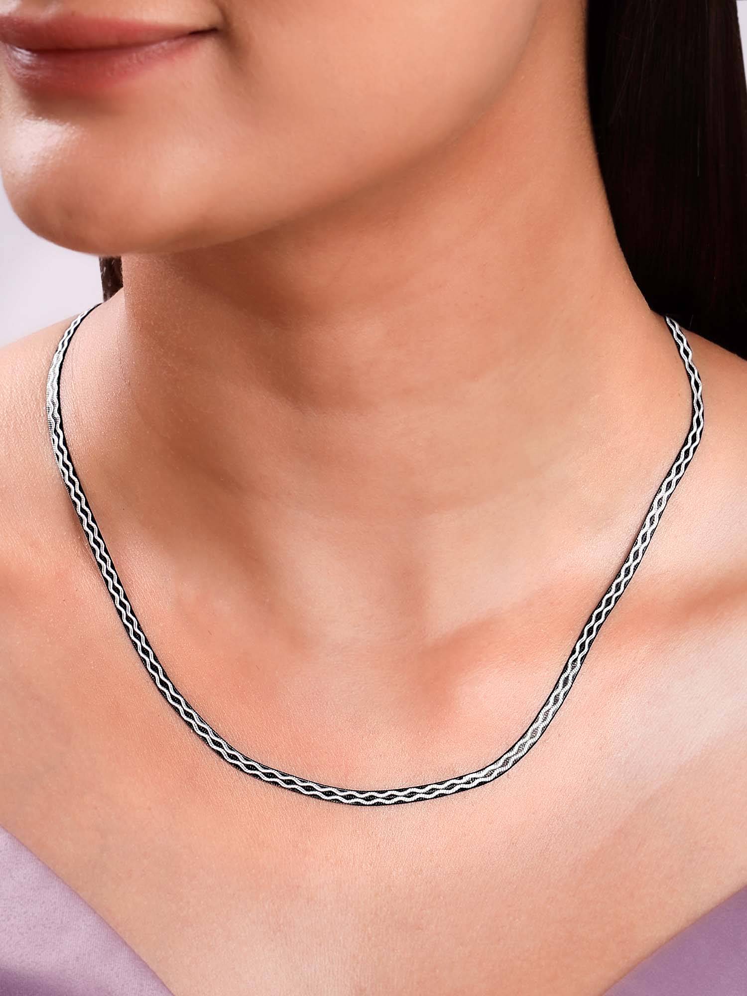 GIVA Women 925 Silver Black Rhodium Celtic Chain