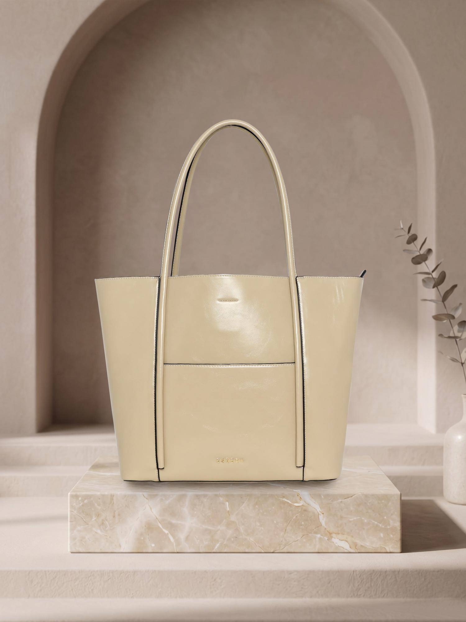 ESBEDA Womens Off White Elegant Essentials Tote Bag (L)