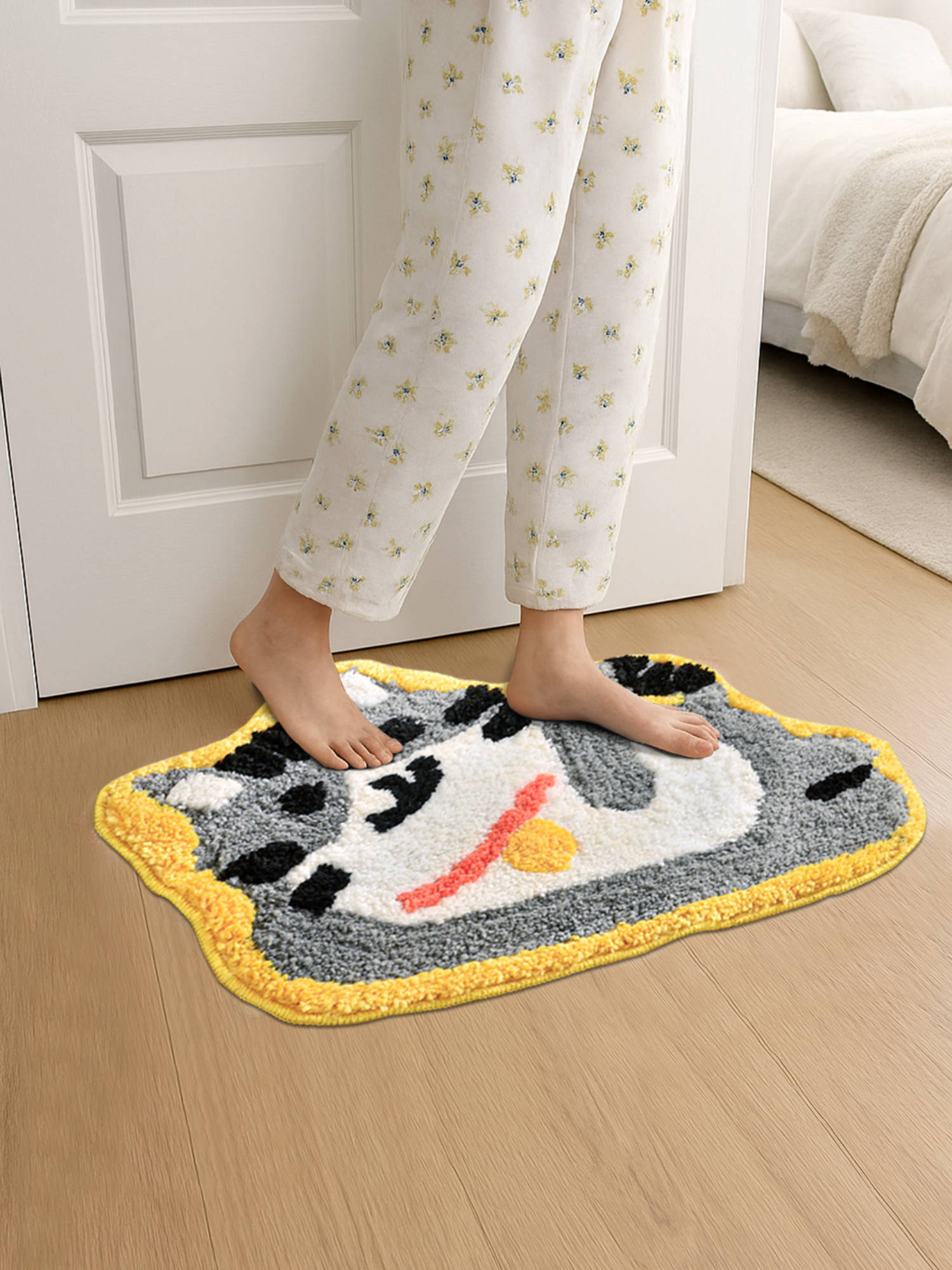 FABINALIV Multicolor Cartoon Character Cotton Blend Anti Skid Door Mat
