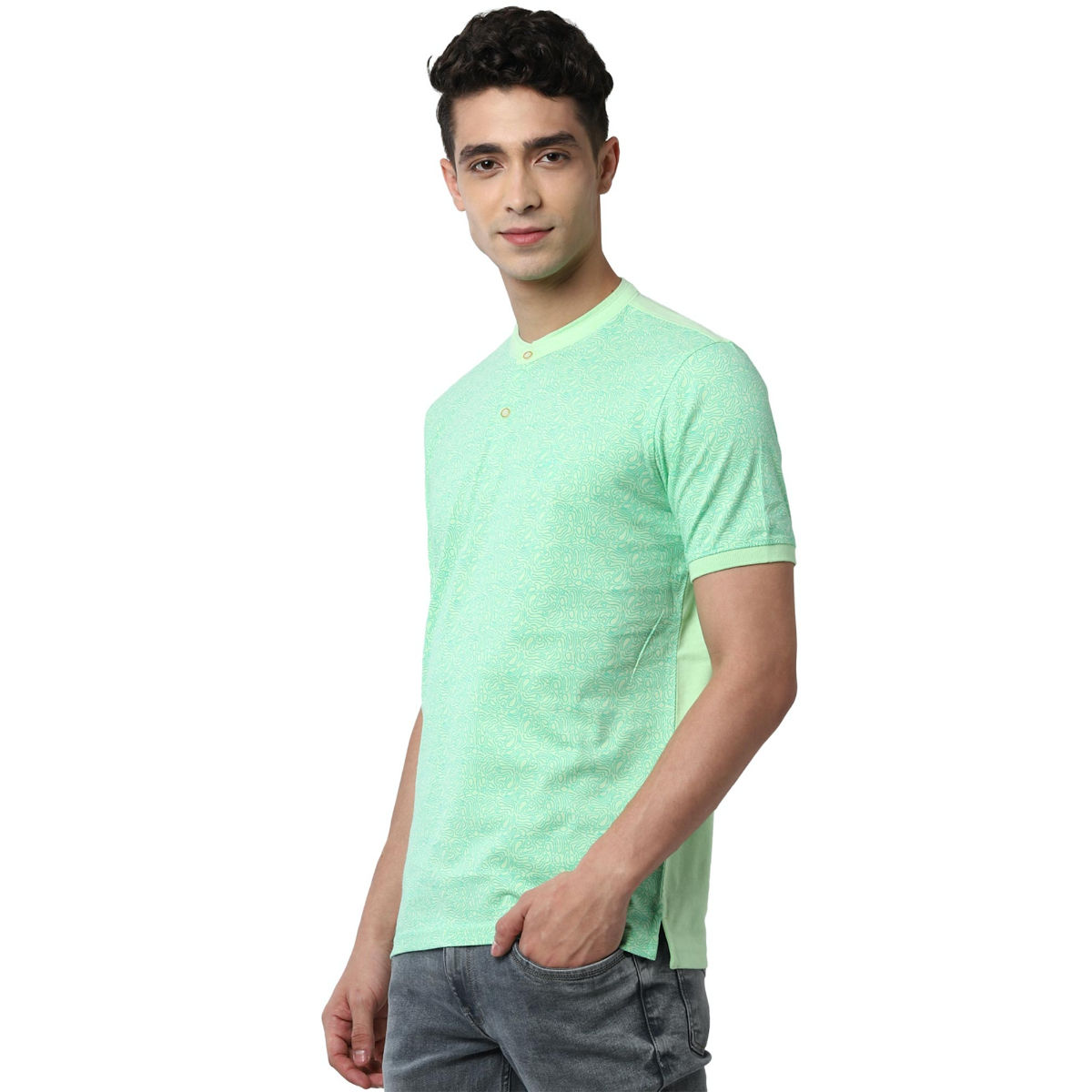 Peter england green t hot sale shirt