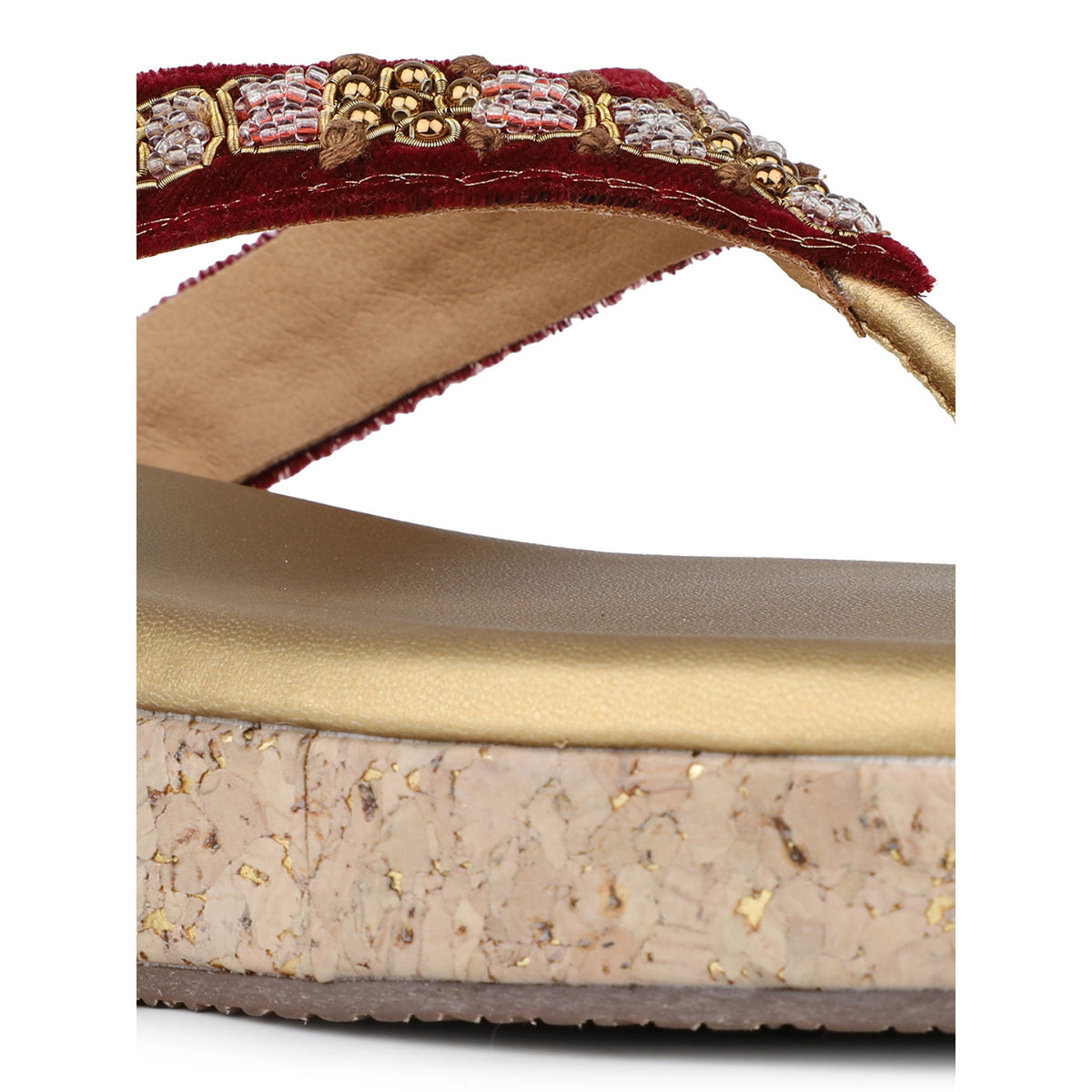 Buy Inc.5 Womens Maroon Embellished Round Toe Casual Sandals Online