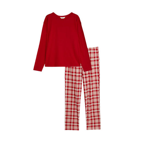 Buy Marks Spencer Pure Cotton Checked Red T-Shirt and Pyjama