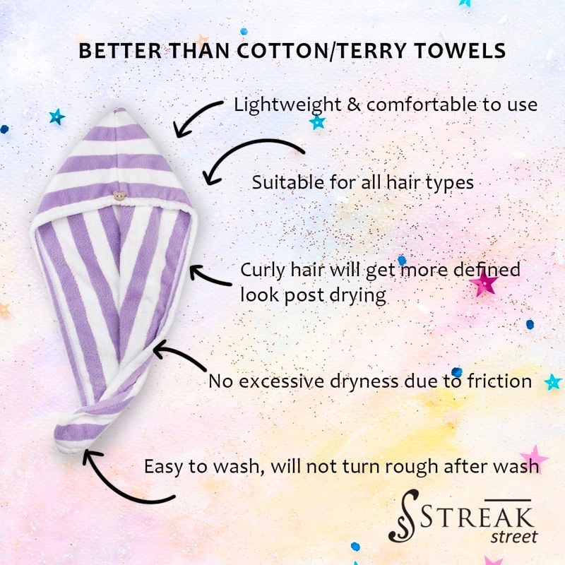 Streak Street Microfiber Hair Wrap Towel Lavender Stripes Buy Streak