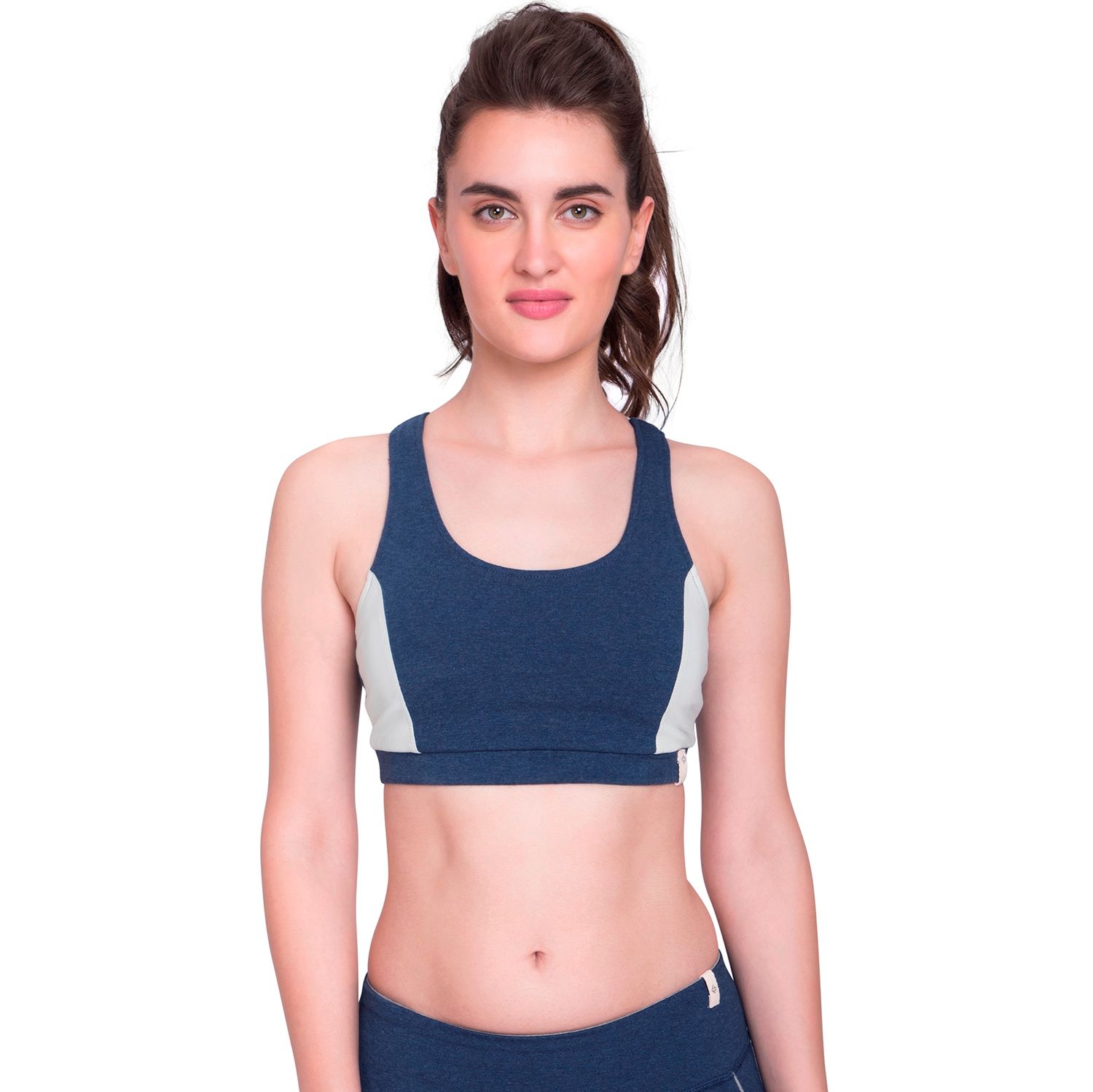 NWT Satva Blue & White Solid Non-Wired Lightly Padded Sports Bra Size XS