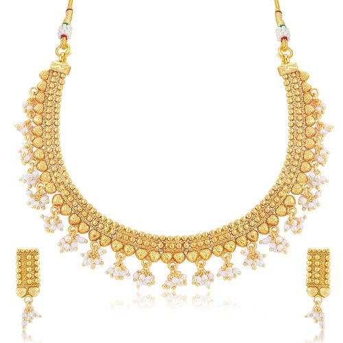 Buy Sukkhi Glorious Pearl Gold Plated Wedding Jewellery Choker - Main Image