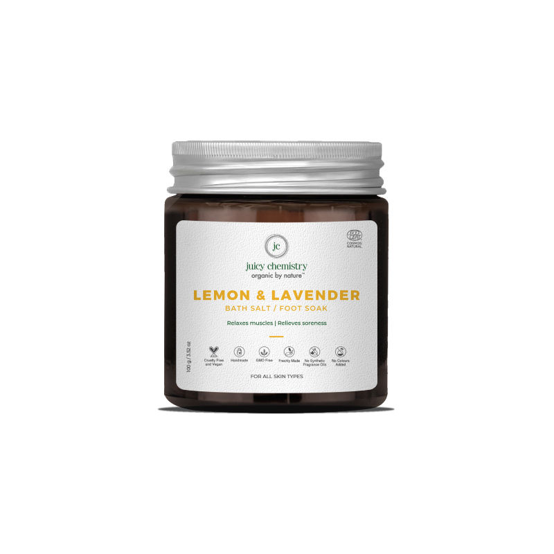 Juicy Chemistry Lemon & Lavender Bath Salt & Foot Soak- For Relaxation and Pian Relief