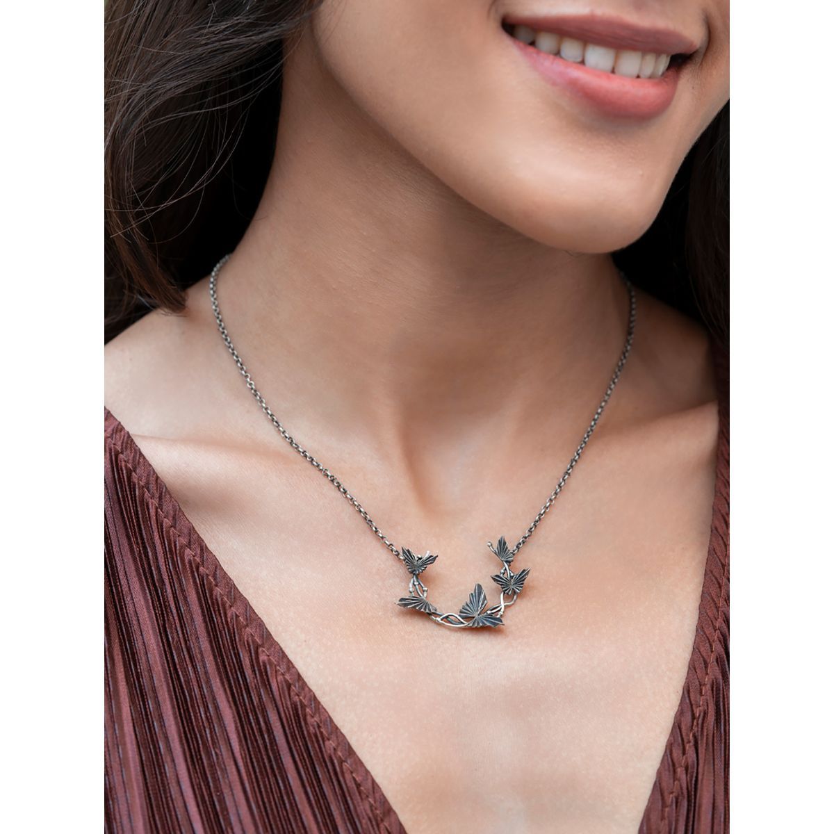 SHAYA Silver-Toned Sterling Silver Necklace - Absolutely Desi