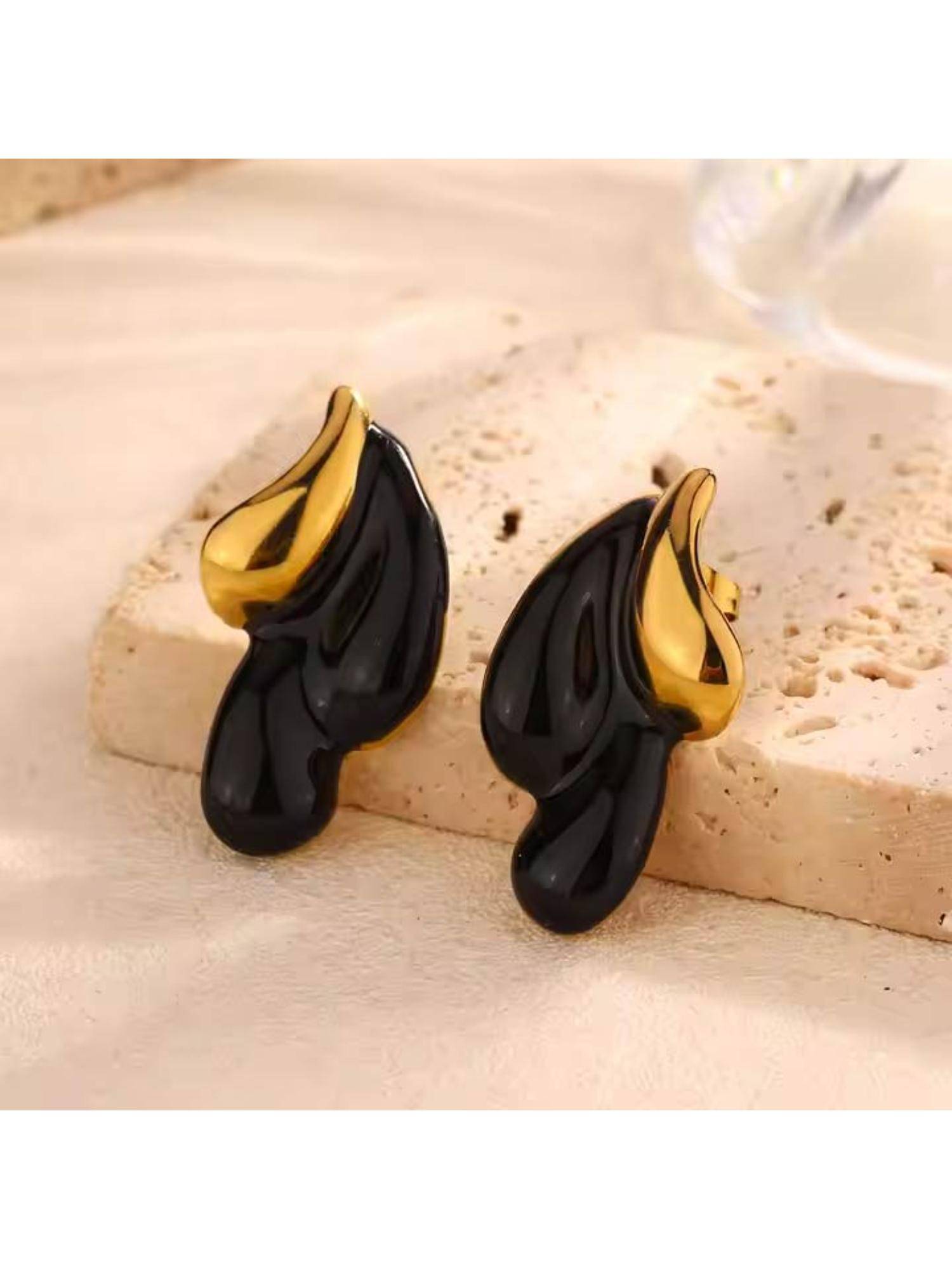 Dkane Designs Women Black Stainless Steel Earrings