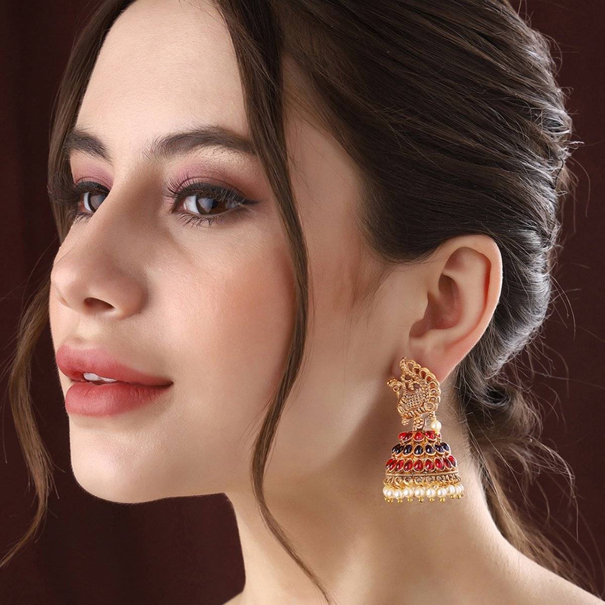 Priyaasi Crafted Peacock Jhumki