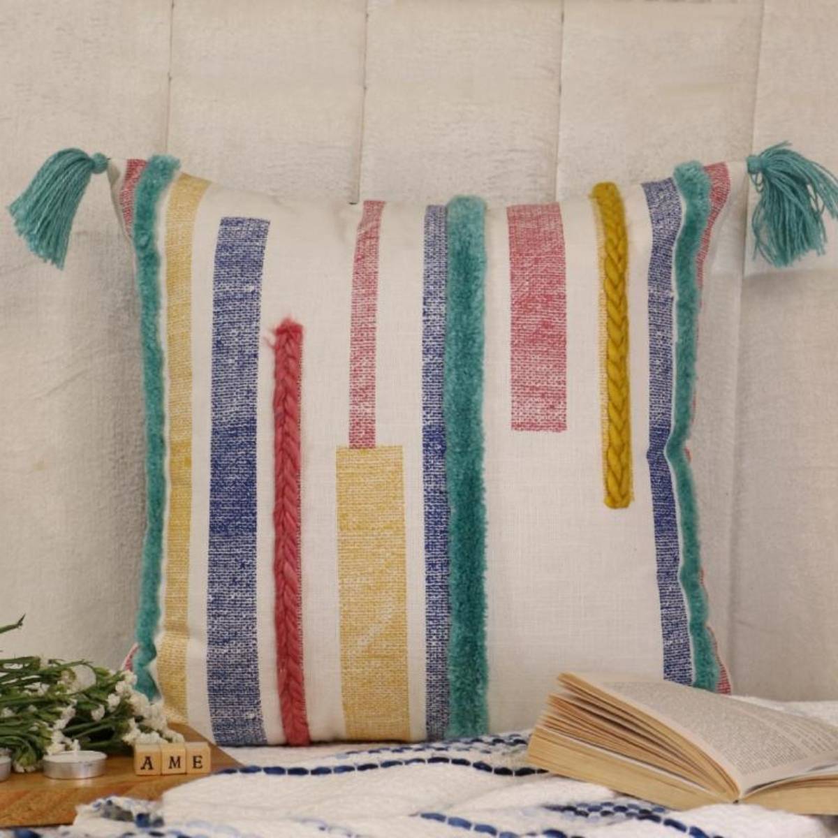Ame Decorative Cushion Cover - Sound Of Flowers - Bohemian - 20X20inch - Single