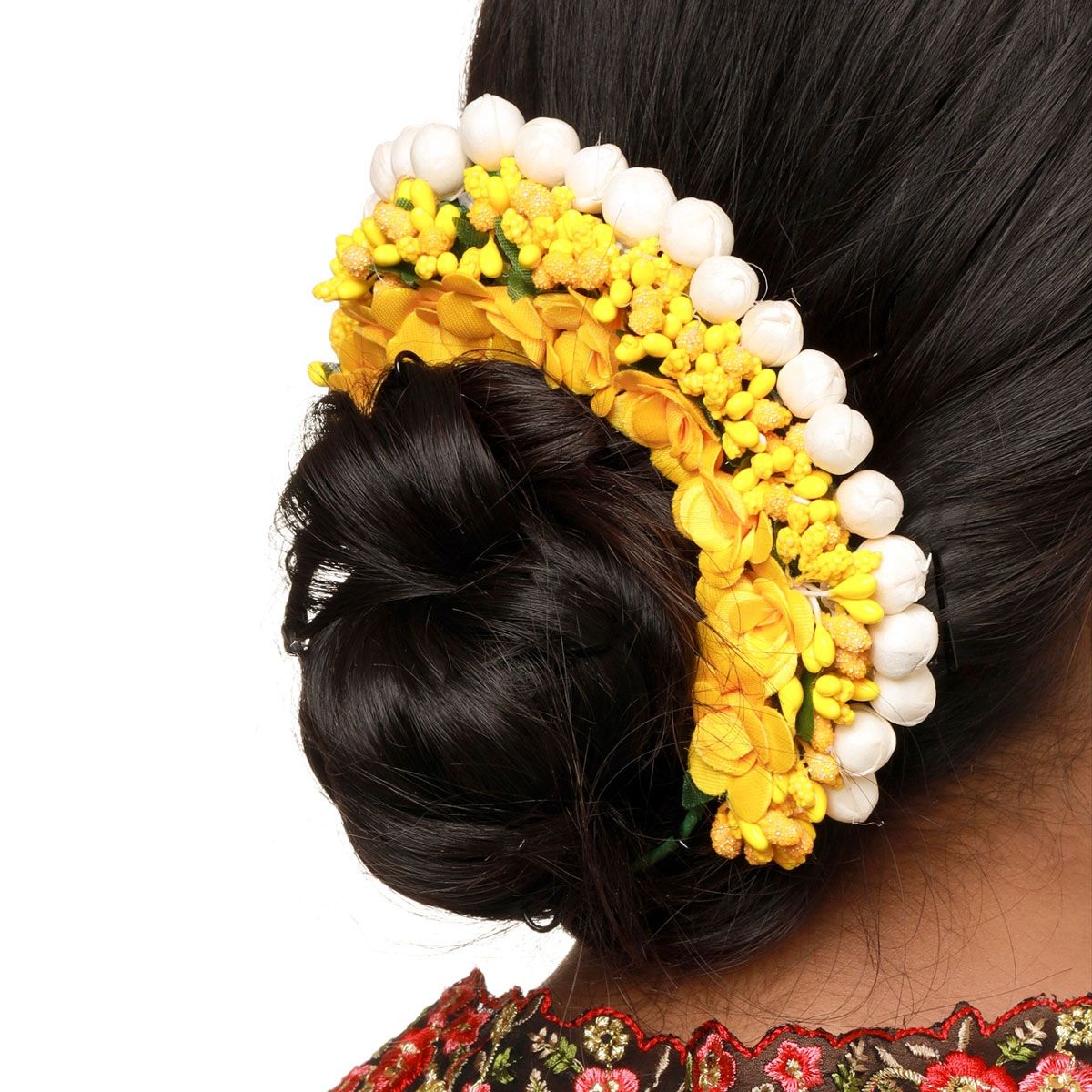 Indian Bun Hairstyle White Flowers Stock Photo 1309316491  Shutterstock