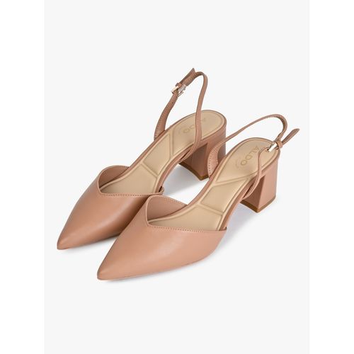 Buy Aldo Beige Synthetic Pointy Toe Sling Back Block Heels Online