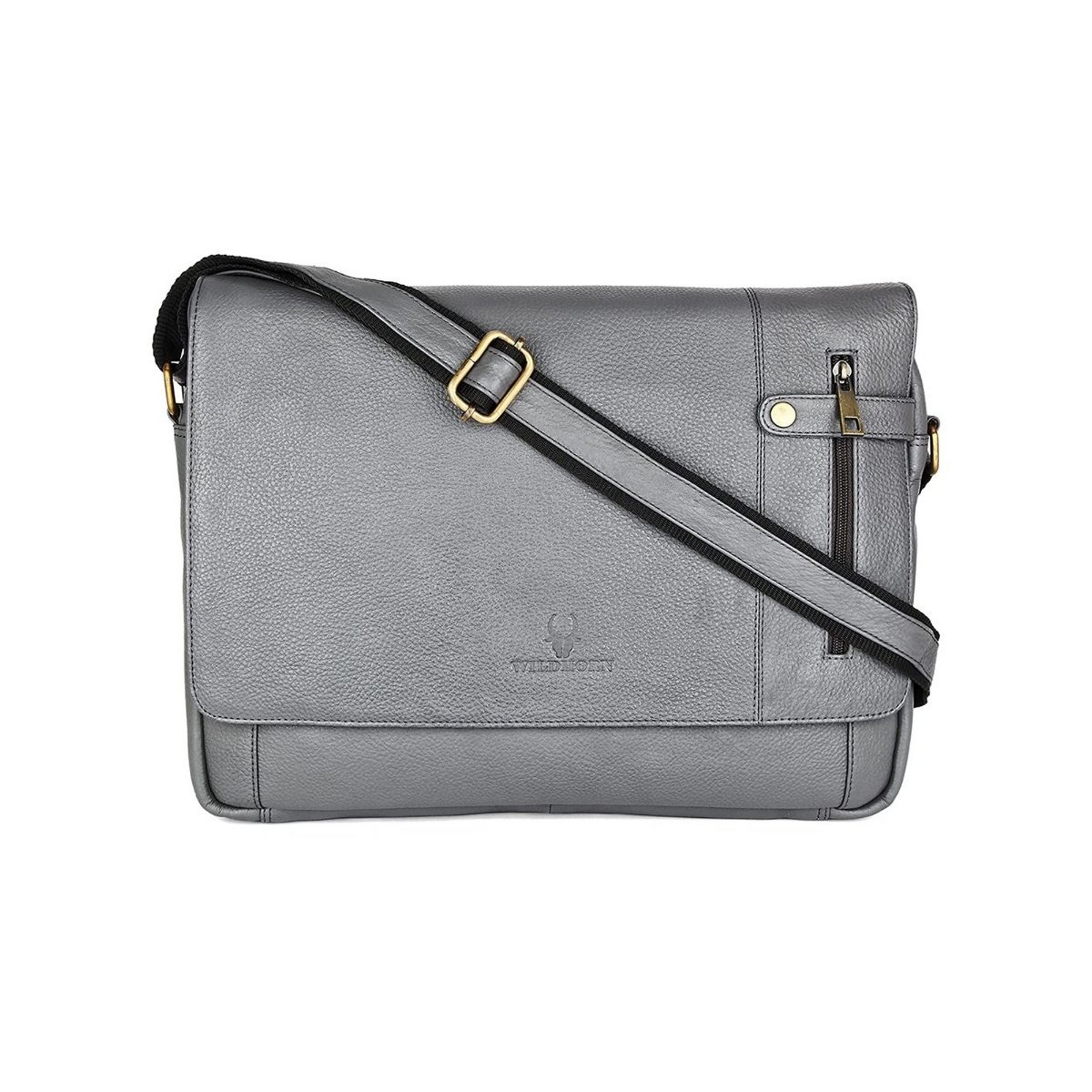 The Carismatico Grey Leather Messenger Bag For Men & Women - The