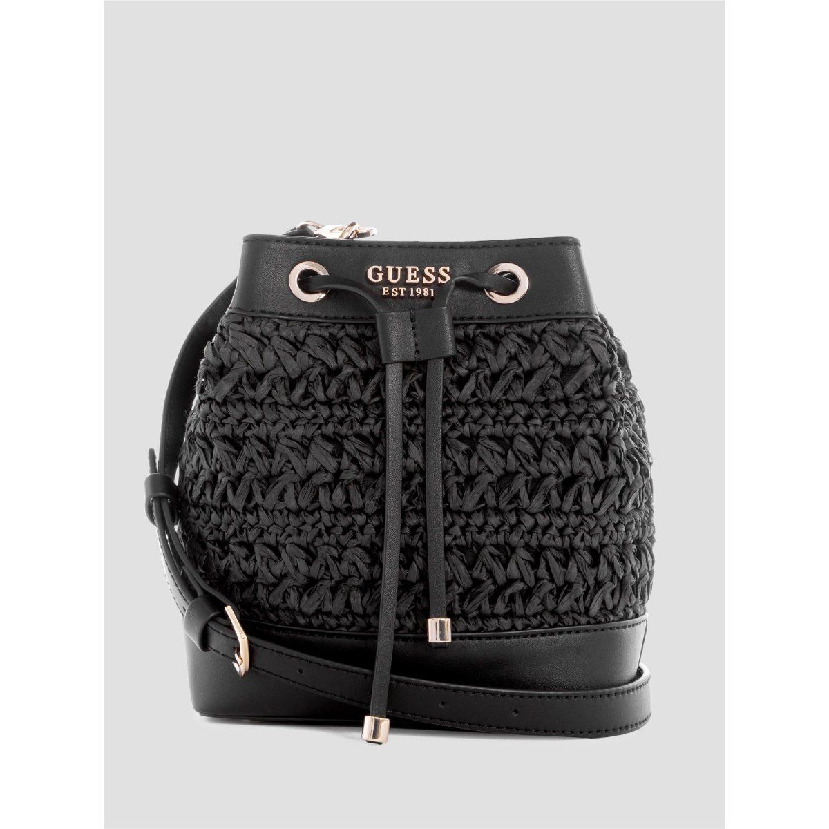 Buy Guess Liguria Drawstring Bucket Sling Bag - Black Online