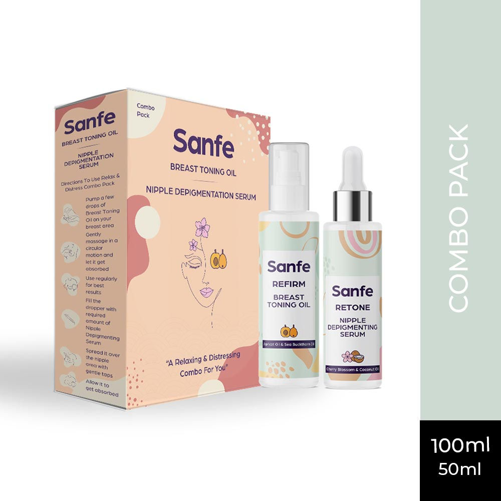 Sanfe Breast Massage Combo for Women Breast Toning Oil + Depigmenting Serum