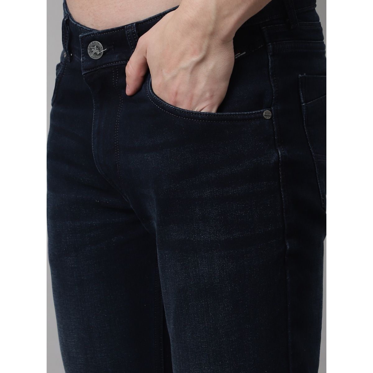 Cantabil Men's Carbon Blue Narrow Fit Jeans - Fshoppers