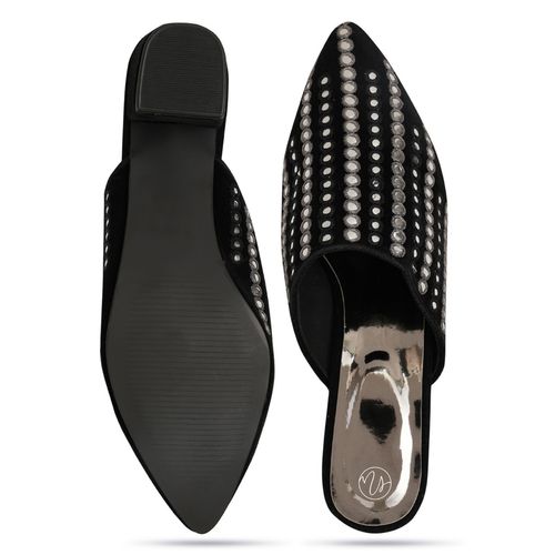 Buy NR BY NIDHI RATHI Black Mirror Embellised Block Mules Heels Online