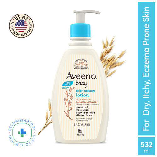 Aveeno Baby Daily Moisture Lotion Oatmeal Face Body Moisturizer for  Dry, Itchy Sensitive Skin
