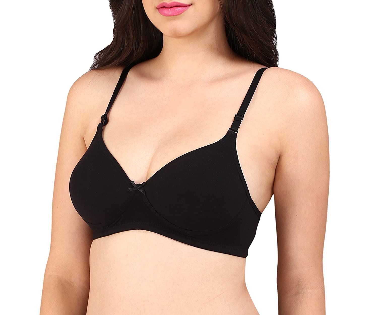 Buy Bralux Padded DNO133 Bra with Detachable Strap and Trasperent Belt Free  with size B Cup;Fabric Strech Cotton Hosiery Color Black (Size-34B) Online  at Low Prices in India 
