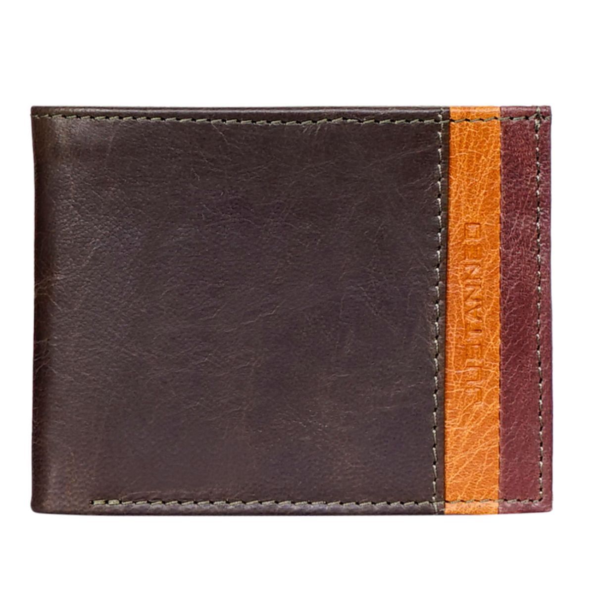 Justanned Men'S Leather Tan Stripe Wallet