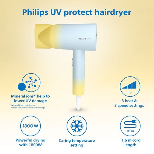 Philips UV Protect Mineral Ionic Hair Dryer Helps To Lower UV Damage  BHD399/00: Buy Philips UV Protect Mineral Ionic Hair Dryer Helps To Lower  UV Damage BHD399/00 Online at Best Price in