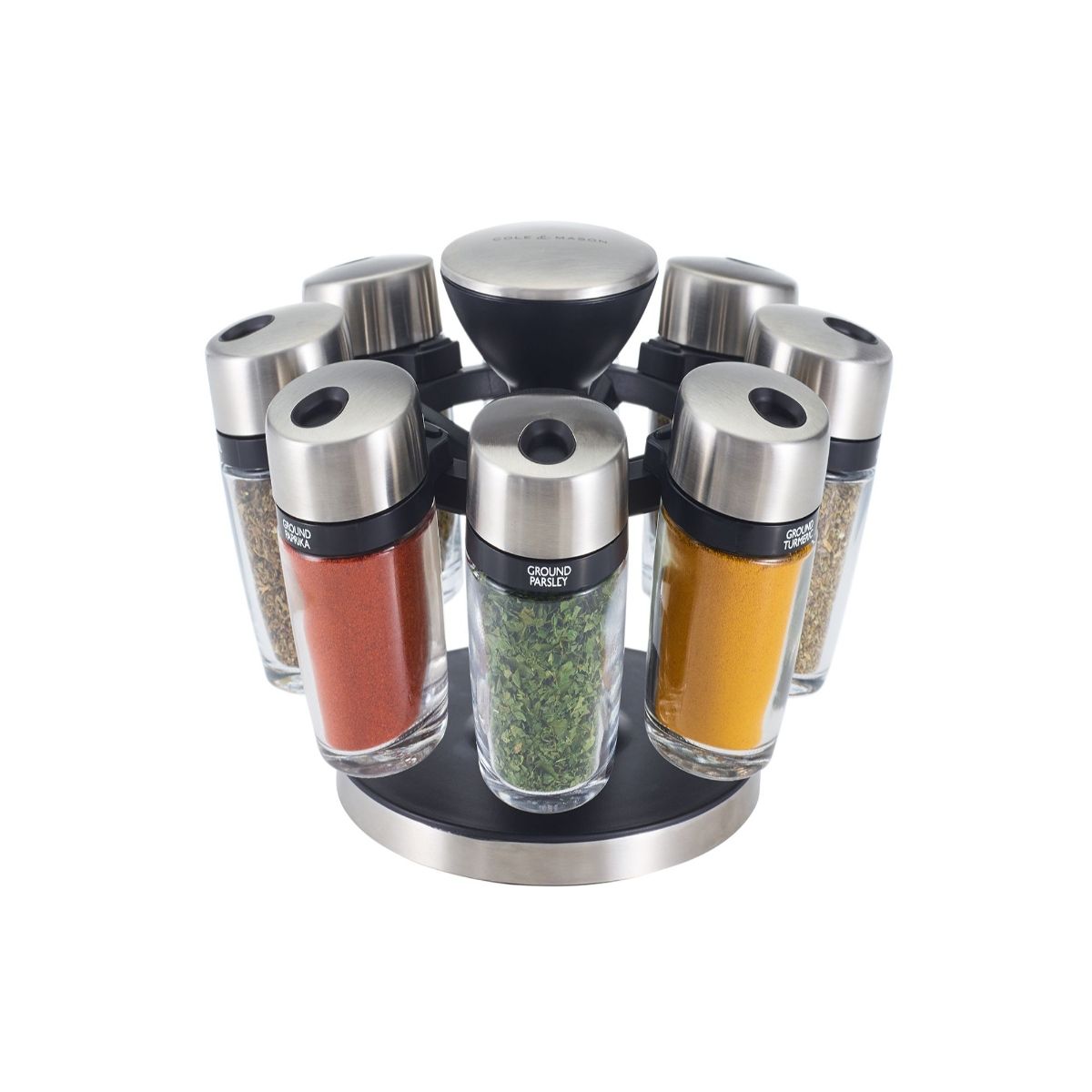 Cole & Mason Cambridge 8 Jar Filled Herb & Spice Rack Carousel Buy