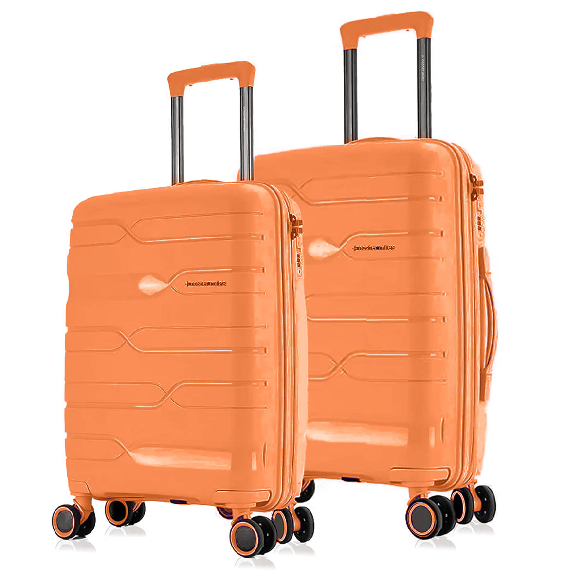 Nasher Miles Paris Hard-Sided Polypropylene Luggage Orange Trolley Bags (Pack of 2) (M)