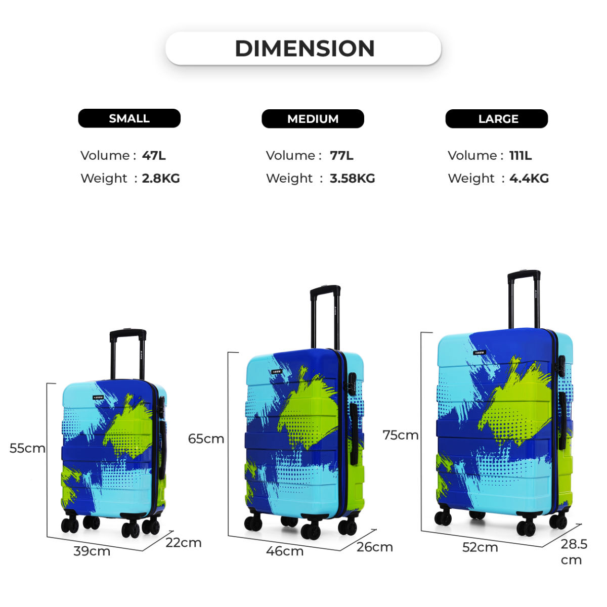 Buy Nasher Miles Jet Set Go Real Hard-Sided Printed Luggage Blue