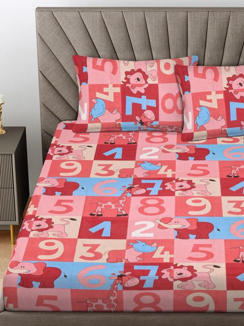 Buy FABINALIV Orange Cartoon Print 100% Cotton King Size Double