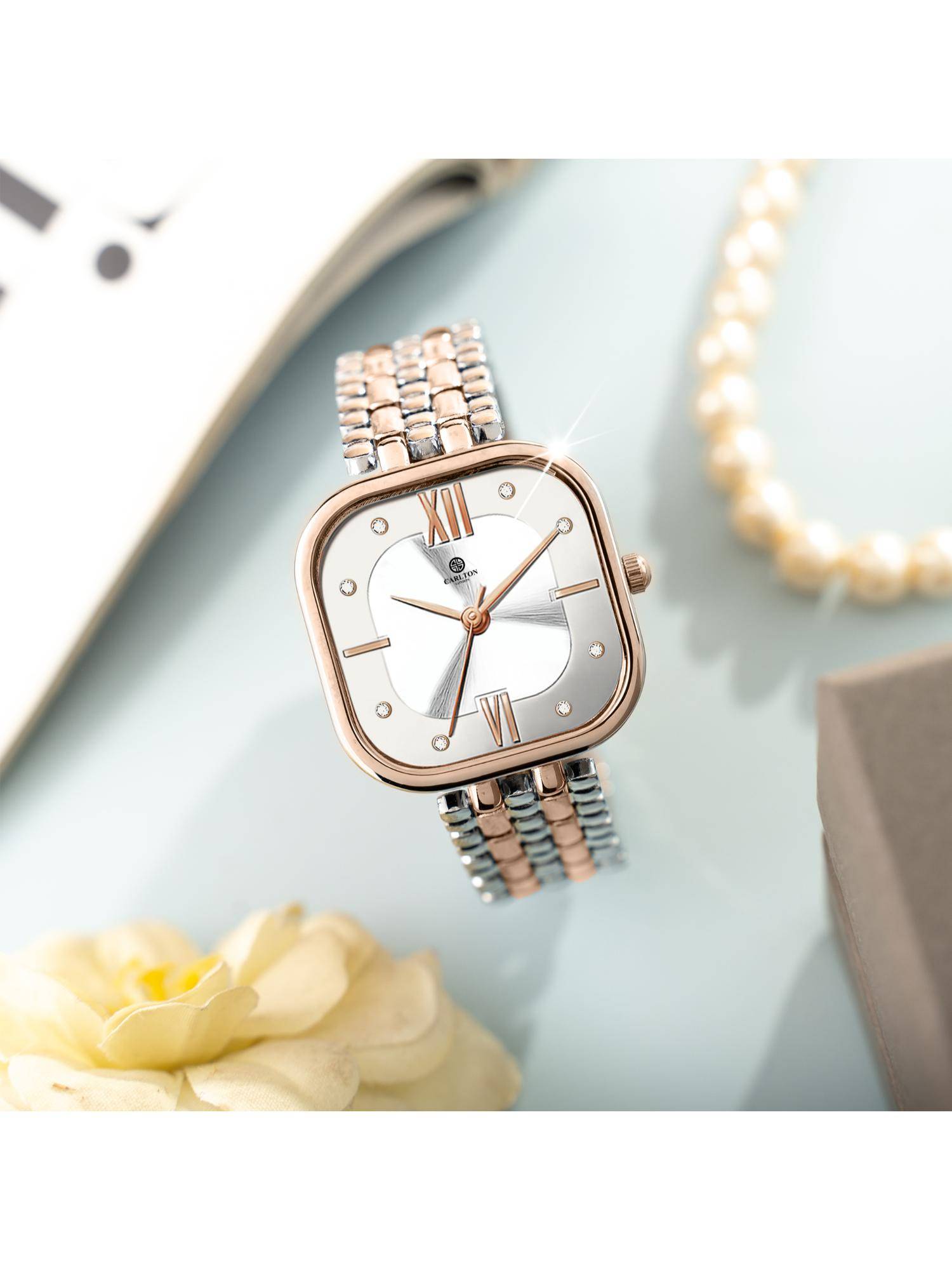 Carlton London Women Chelsea White Dial Stainless Steel Analog Watch - CHELWHT-A1 (M)