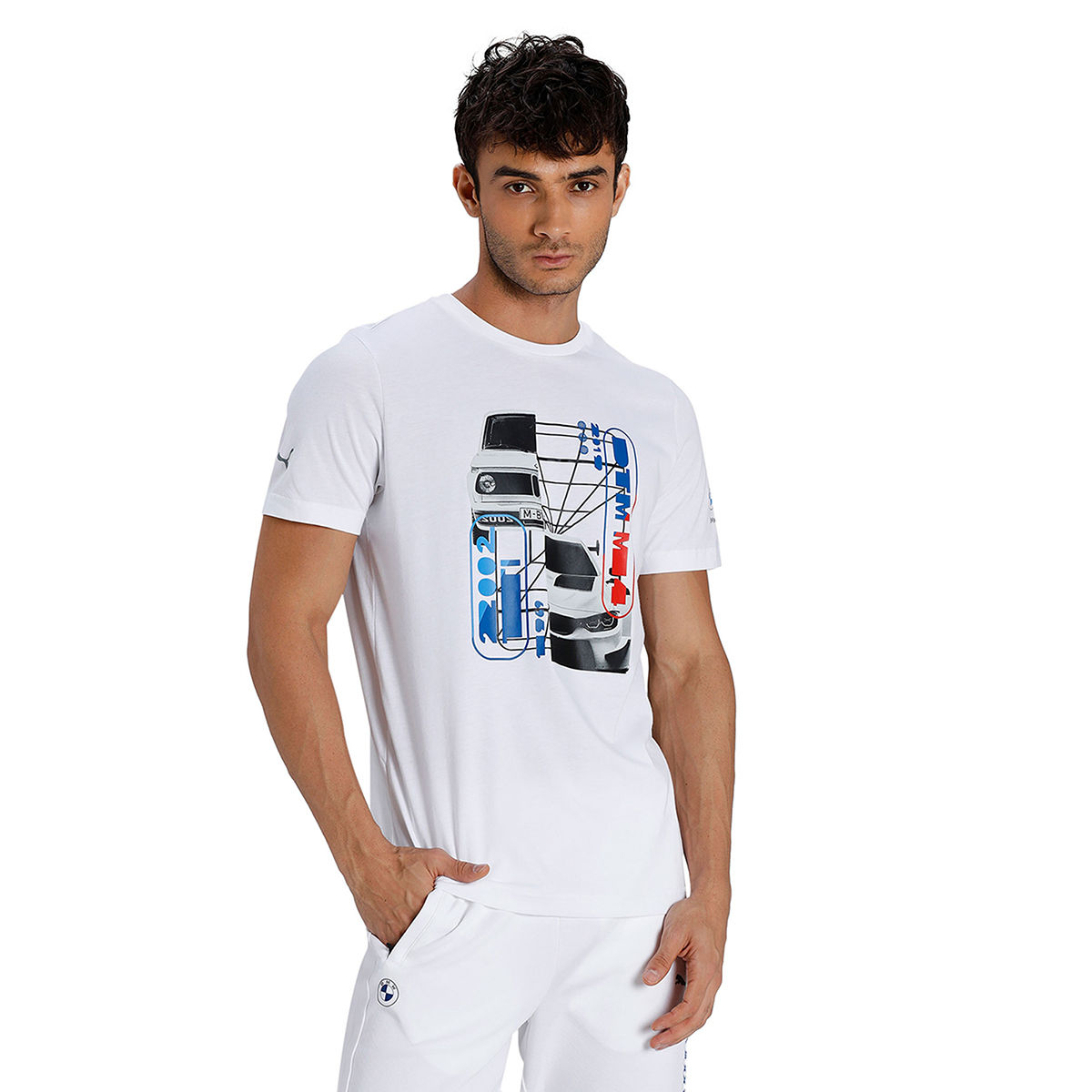 Puma BMW MMS Car Graphic Mens White Casual T-Shirt (S)