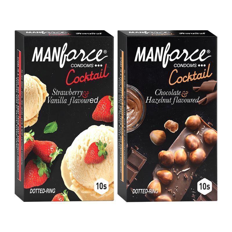 Manforce Cocktail Strawberry+ Vanilla & Cocktail Chocolate+ Hazelnut Combo Pack- Pack Of 2
