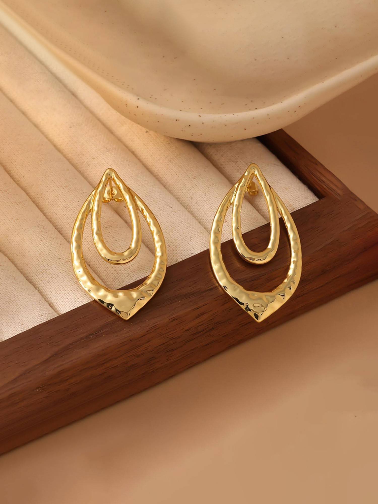 Designs & You Gold-Plated Anti Tarnish Stainless Steel Contemporary Drop Earrings