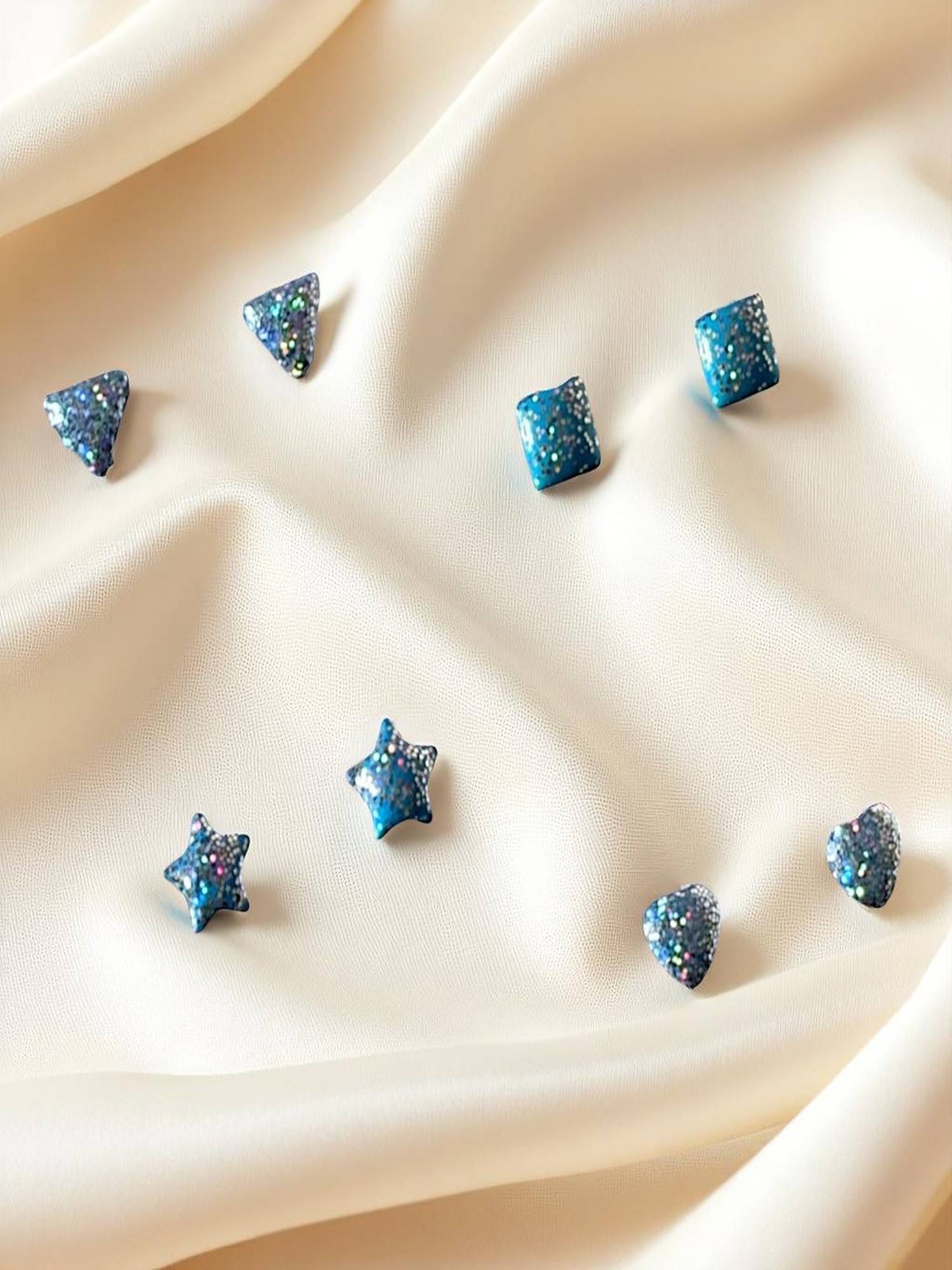 Accessher Multicolour Glitter Stud Earrings Set (Pack of 4)