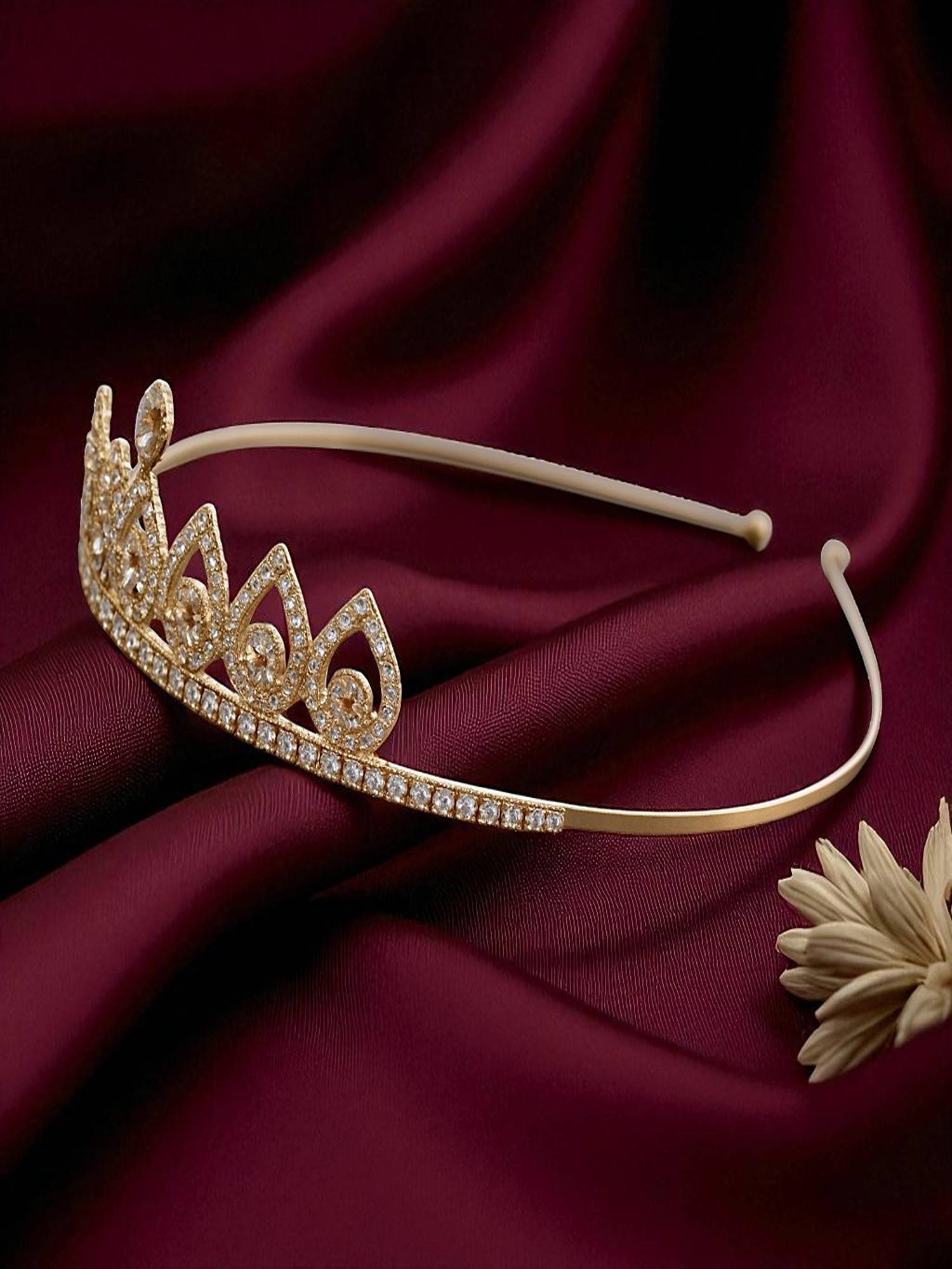 Accessher Gold Multi-Layer Crystal Tiara Crown