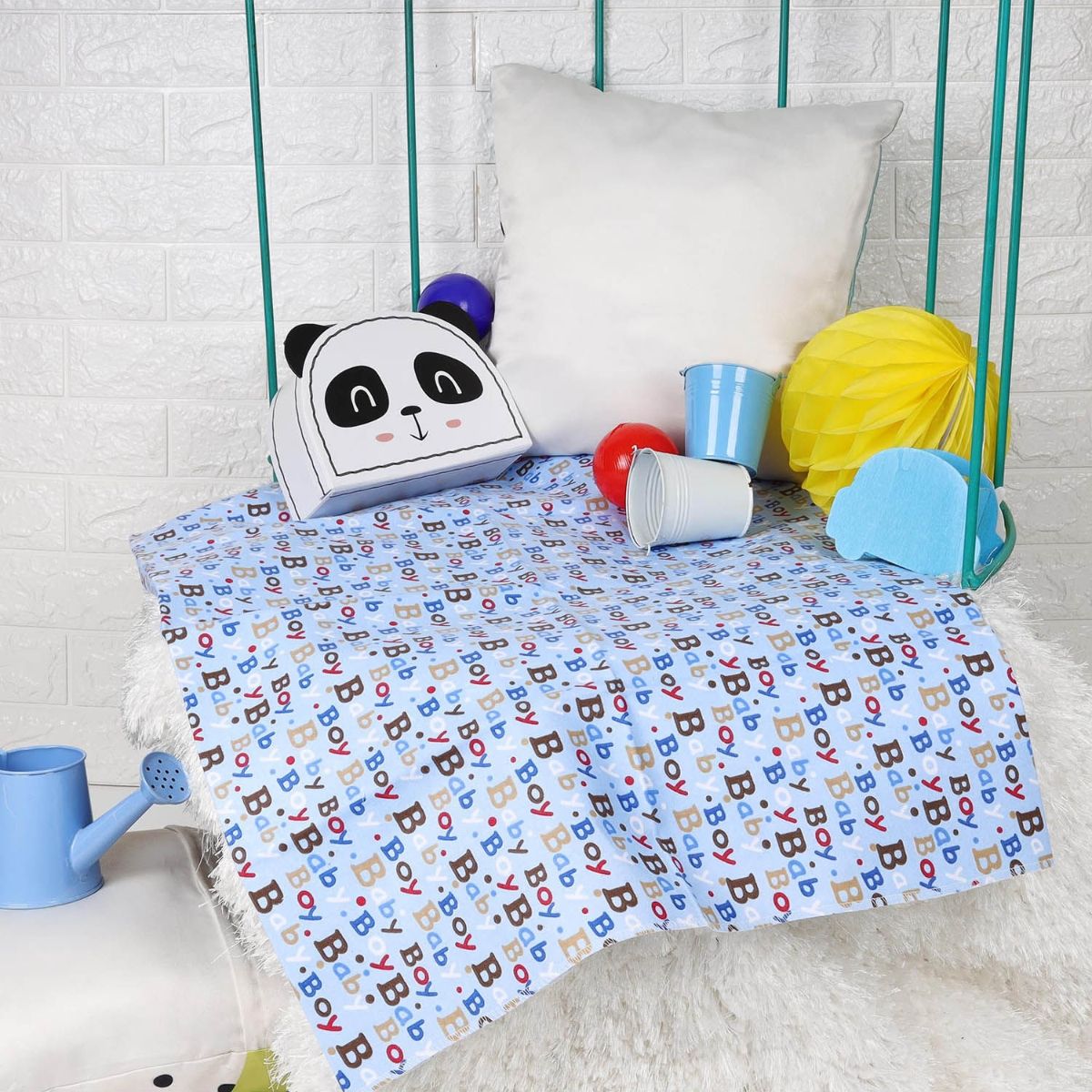 Kicks and Crawl Baby Boy Waterproof Bed Sheet - Blue