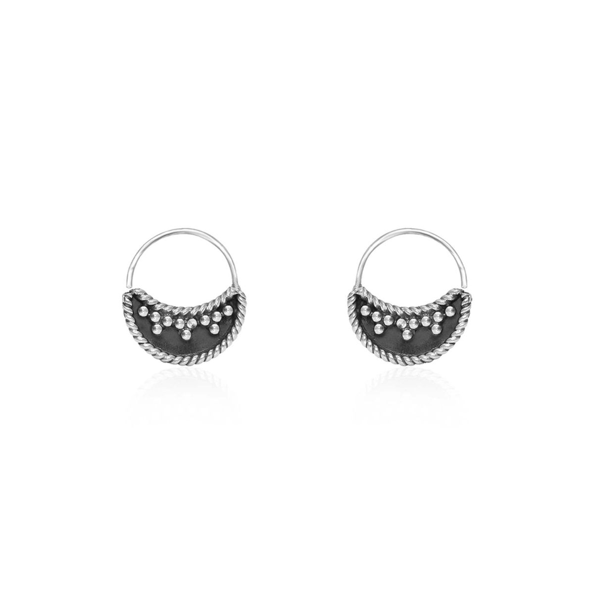 Giva Avni By Oxidised Silver Crimson Flower Stud Earring For Women(One